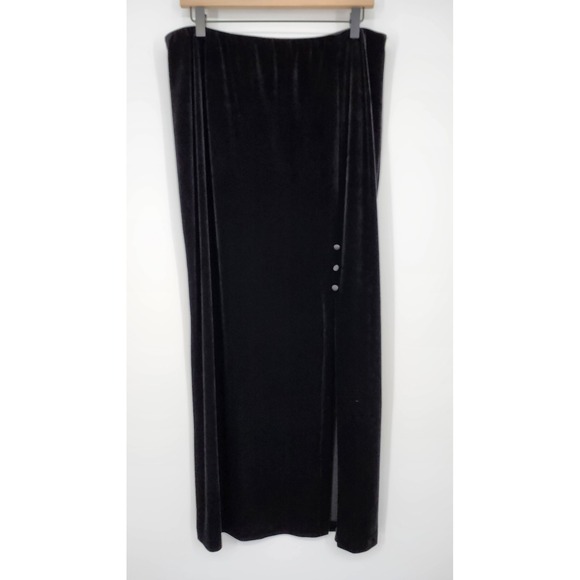 Alex Evenings Womens Black Velvet Maxi Skirt XL Glam NYE Formal Holiday Cocktail - Picture 7 of 7